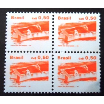 Quadra de selos postais do Brasil de 1986 Forte Reis Magos M