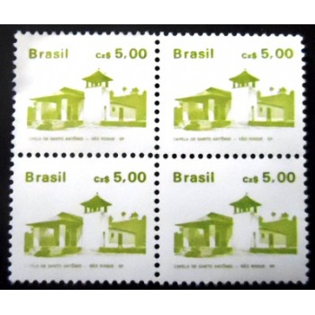 Quadra de selos postais do Brasil de 1988 Capela Santo Antonio