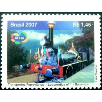 Selo postal do Brasil de 2007 Locomotivo nº 1 Baronesa
