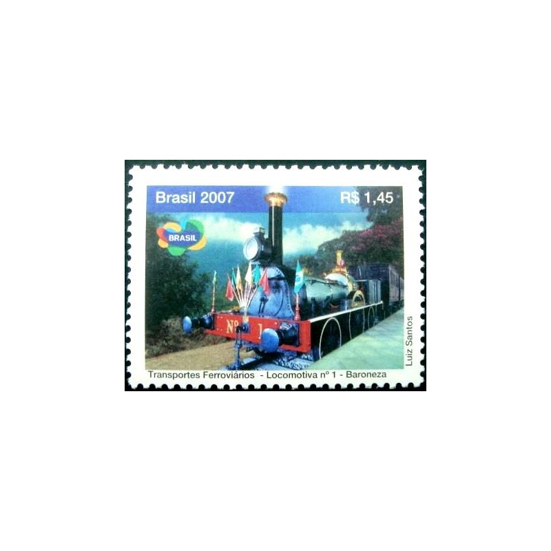 Selo postal do Brasil de 2007 Locomotivo nº 1 Baronesa