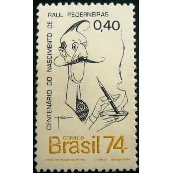 Selo postal do Brasil de 1974 Raul Pederneiras M