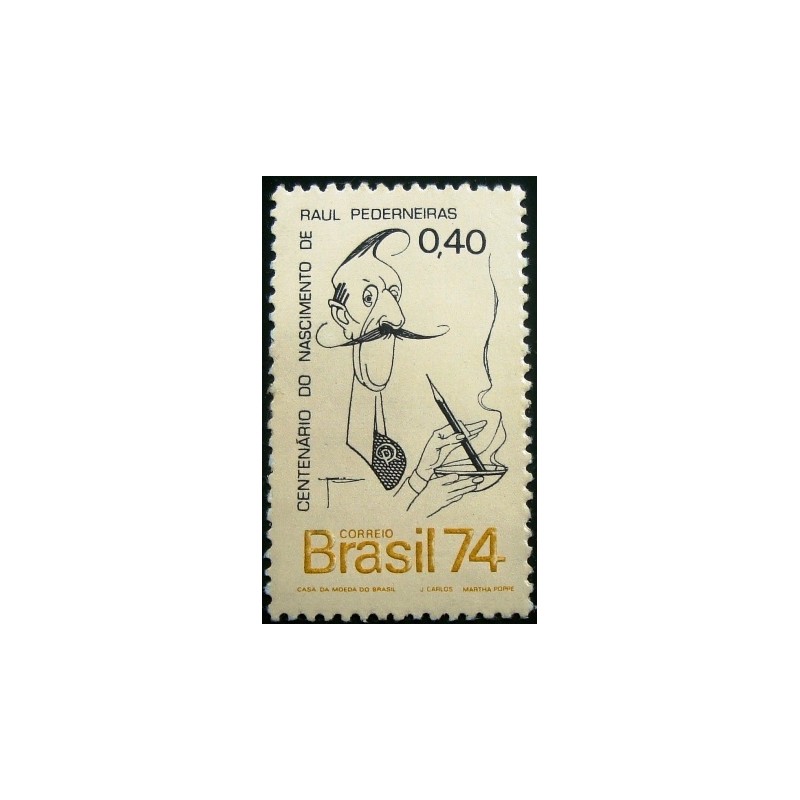 Selo postal do Brasil de 1974 Raul Pederneiras M