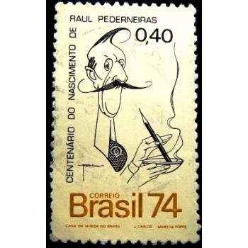 Imagem similar à do selo postal do Brasil de 1974 Raul Pederneiras U