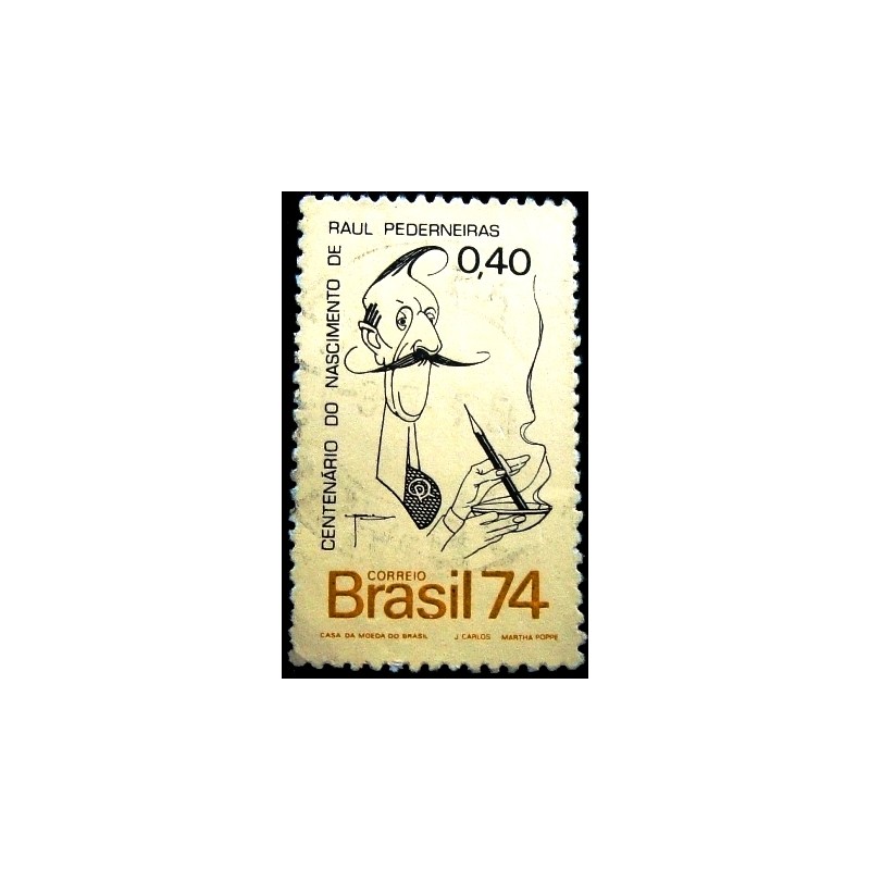 Imagem similar à do selo postal do Brasil de 1974 Raul Pederneiras U