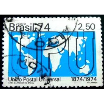 Imagem similar à do selo postal do Brasil de 1974 Centenário da UPU - C 858 U