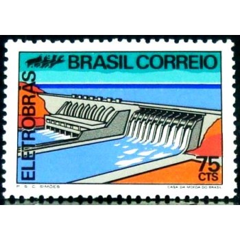 Selo postal do Brasil de 1972 Eletrobrás M