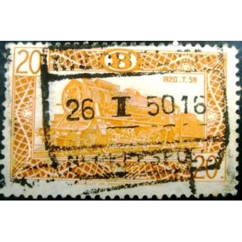 Selo postal da Bélgica de 1949 Locomotive 1920 T.38