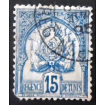 Selo postal da Tunísia de 1893 Coat of Arms 15