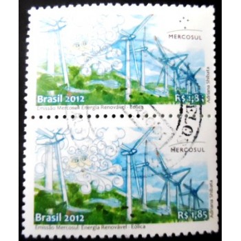 Par de selos postais do Brasil de 2012 Energia Eólica MCC