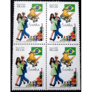 Quadra de selos postais do Brasil de 2005 Samba