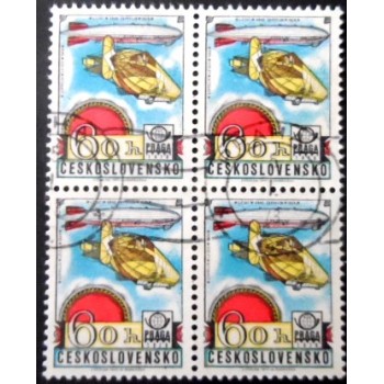 Quadra de selos postais da Tchecoslováquia de 1977 LZ-5 and LZ-127 Graf Zeppelin 1928
