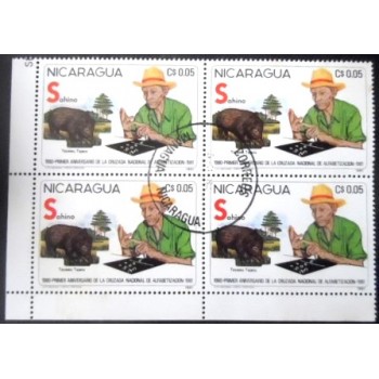 Quadra postal da Nicarágua de 1981 Collared Peccary