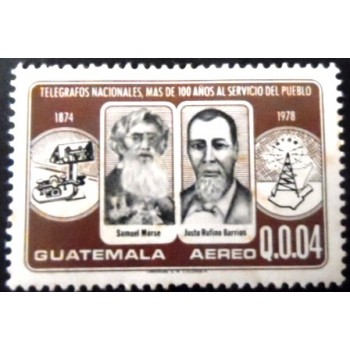 Selo postal da Guatemala de 1985 Samuel Morse and Justo R. Barrios