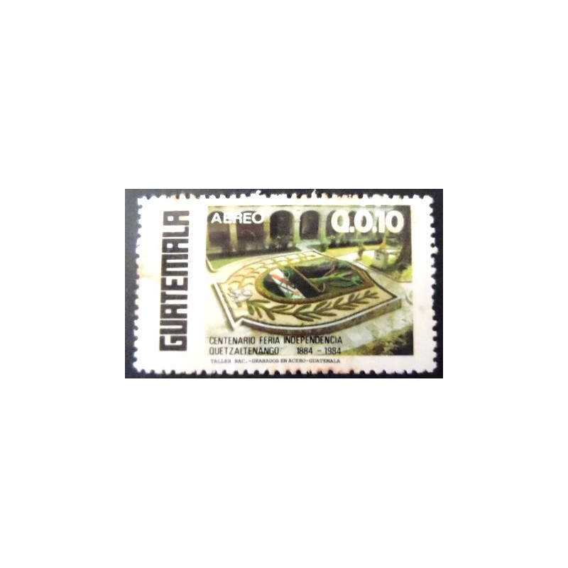 Selo postal da Guatemala de 1986 Quetzeltenango coat of arms