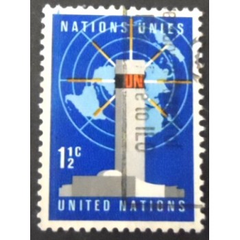 Selo postal das Nações Unidas NY de 1967 UN on Tower U