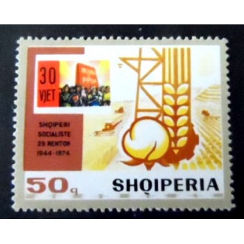 Selo postal da Albânia de 1974 Agriculture