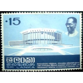 Selo postal do Sri Lanka de 1973 Memorial Hall  N