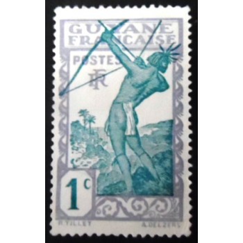 Selo postal da Guiana Francesa de 1929 Native firing arc