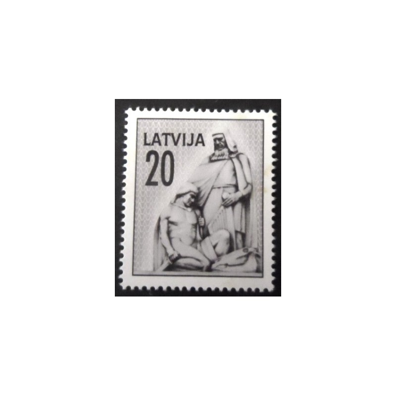 Selo postal da Letônia de 1992 Fragment of Freedom Monument 20