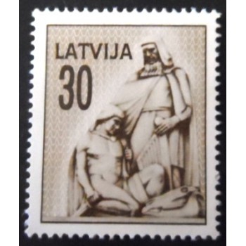 Selo postal da Letônia de 1992 Fragment of Freedom Monument 30