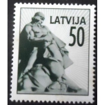 Selo postal da Letônia de 1992 Lacplesis 50