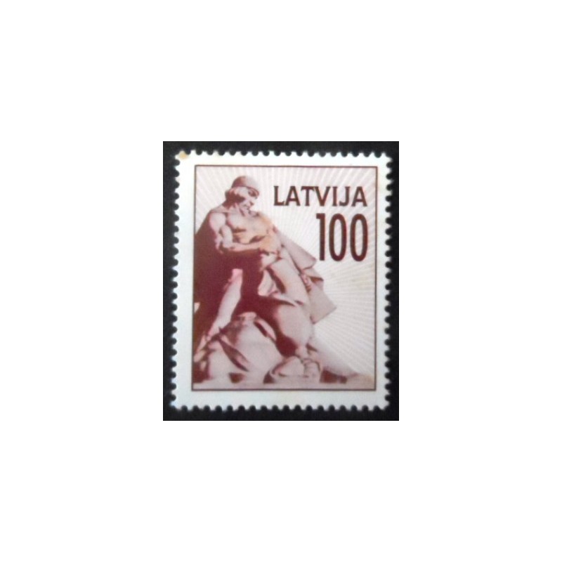 Selo postal da Letônia de 1992 Lacplesis 100