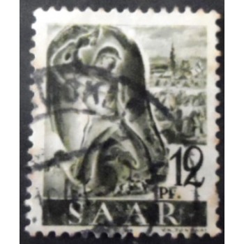 Selo postal da Alemanha Saarland de 1947 Miner at work 12