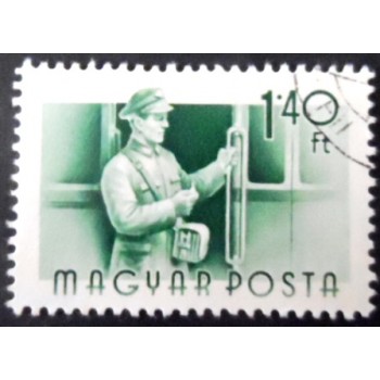 Selo postal da Hungria de 1955 Streetcar Conductor