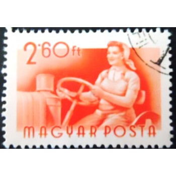 Selo postal da Hungria de 1955 Woman tractor driver U