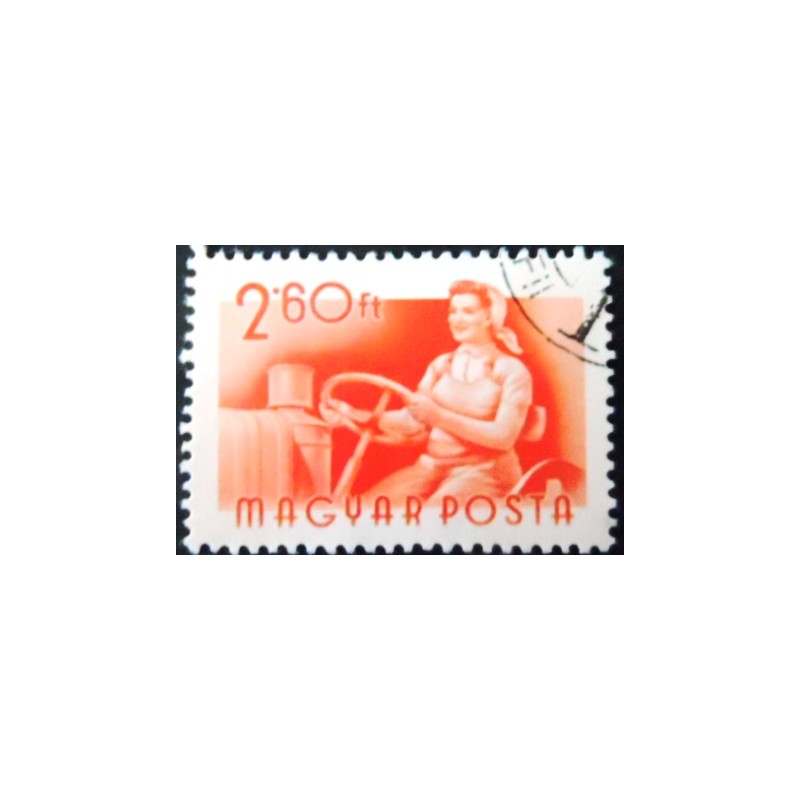 Selo postal da Hungria de 1955 Woman tractor driver U