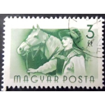 Selo postal da Hungria de 1955 Horse and Groom