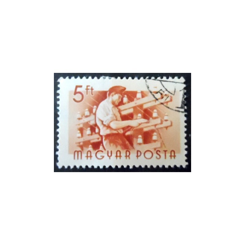 Selo postal da Hungria de 1955 Lineman