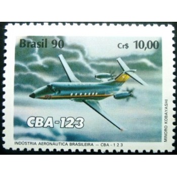 Selo postal do Brasil de 1990 Turboélice CBA-123 M