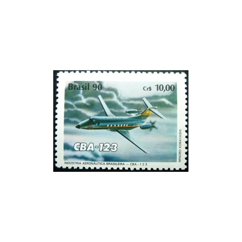 Selo postal do Brasil de 1990 Turboélice CBA-123 M