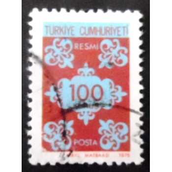 Imagem similar à do selo postal da Turquia de 1975 On Service 100 U