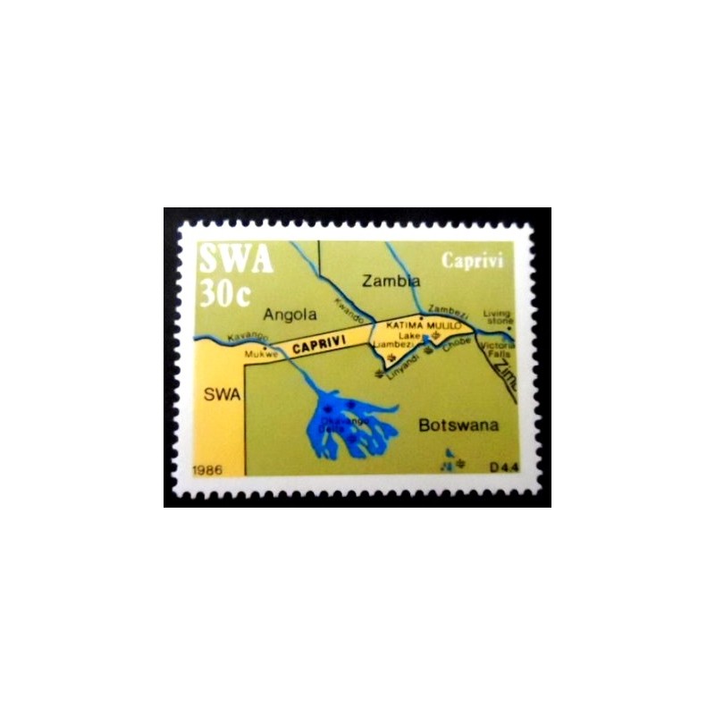 Selo postal do Sudoeste Africano de 1986 Map