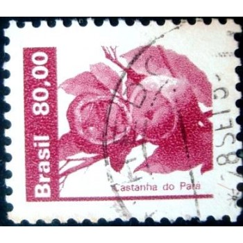 Imagem similar à do selo postal do Brasil de 1984 Castanha do Pará U