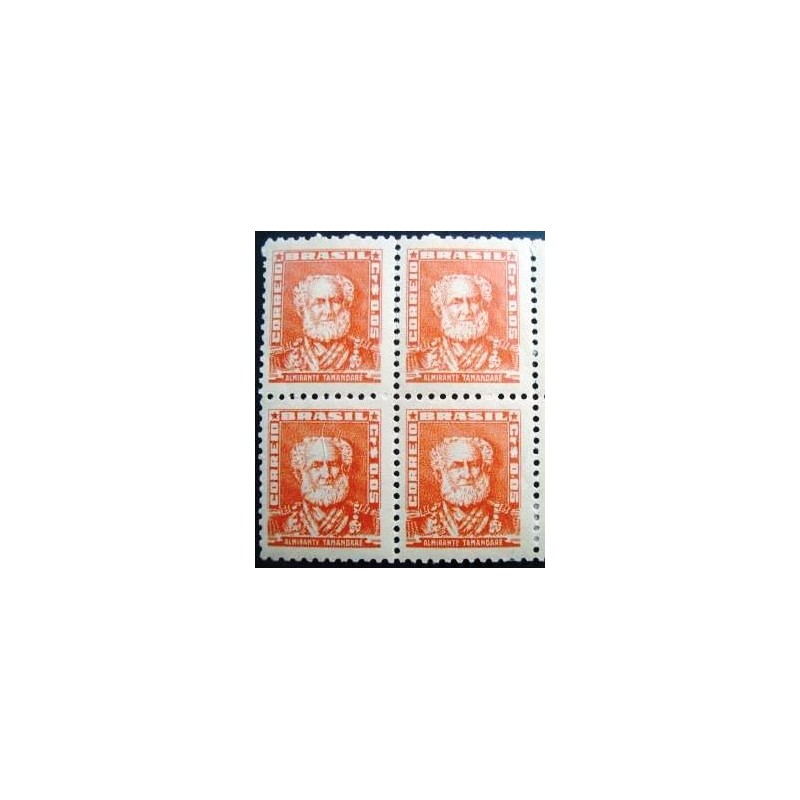 Quadra de selos postais do Brasil de 1954 Almirante Tamandaré 5 M