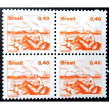 Quadra de selos postais do Brasil de 1977 Vaqueiro M