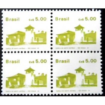 Quadra de selos postais do Brasil de 1986 Capela Santo Antônio M