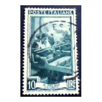 Selo postal da Itália de 1950 Weaver U