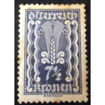 Selo postal da Áustria de 1922 Symbolism Ear of Corn 7½ N