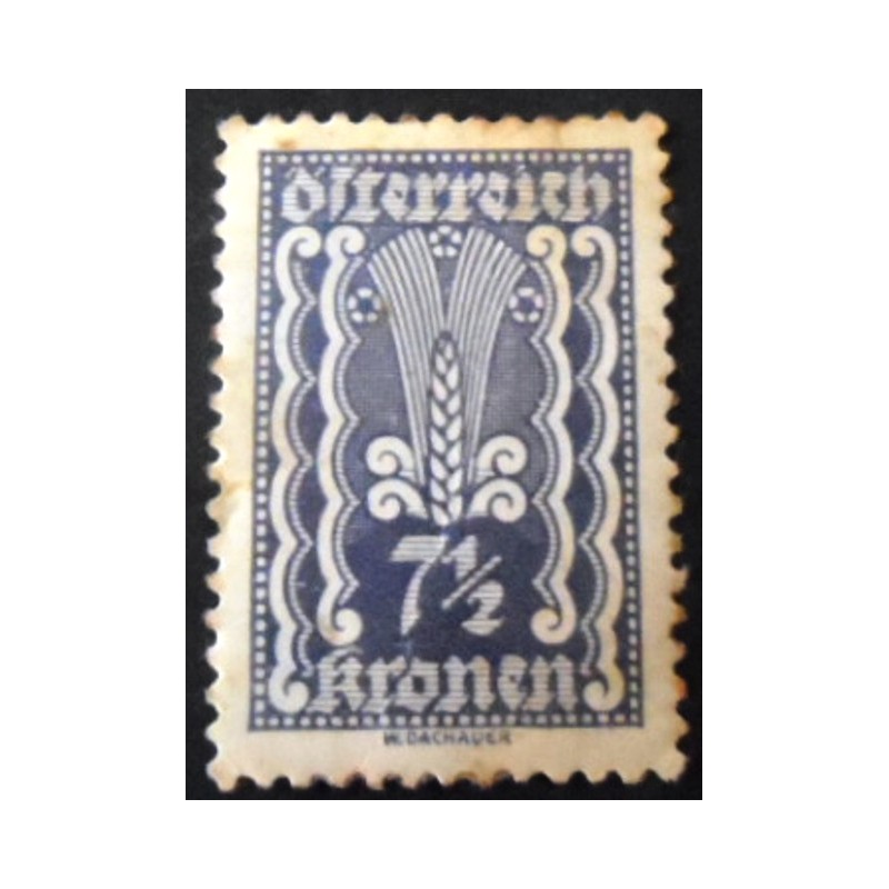 Selo postal da Áustria de 1922 Symbolism Ear of Corn 7½ N