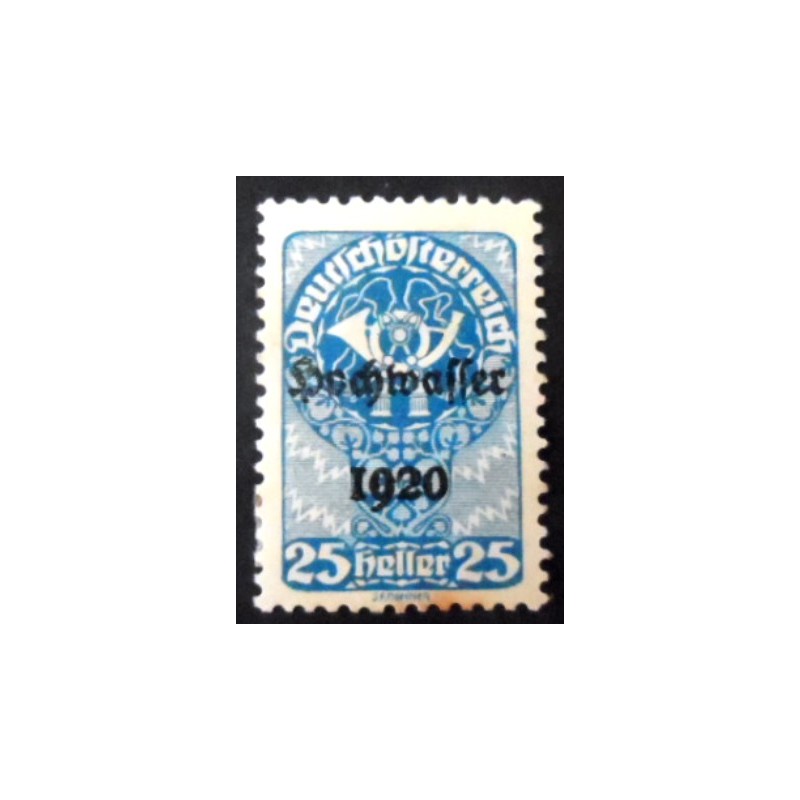 Selo postal da Áustria de 1921 Posthorn 25 + 50