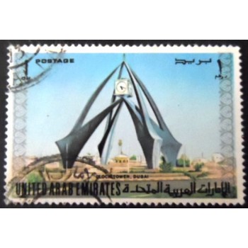 Selo postal dos Emirados Árabes Unidos de 1973 Clock Tower