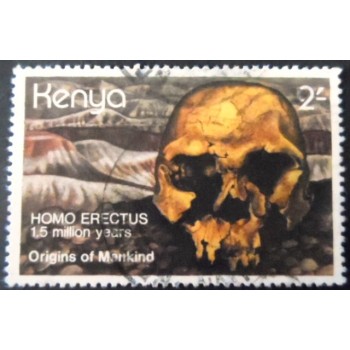 Selo postal do Quênia de 1982 Homo Erectus