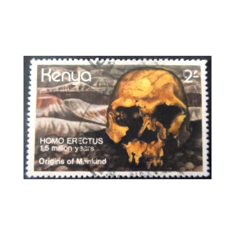 Selo postal do Quênia de 1982 Homo Erectus