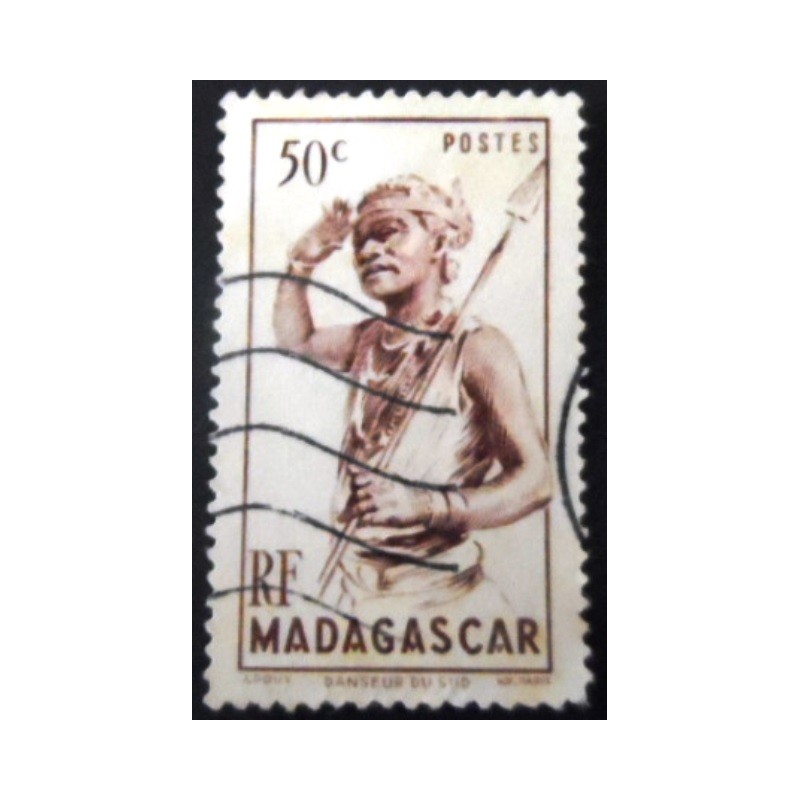 Selo postal de Madagascar de 1946 Southern Dancer