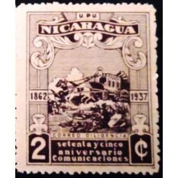 Selo postal  da Nicarágua de 1938 Mail Coach 2