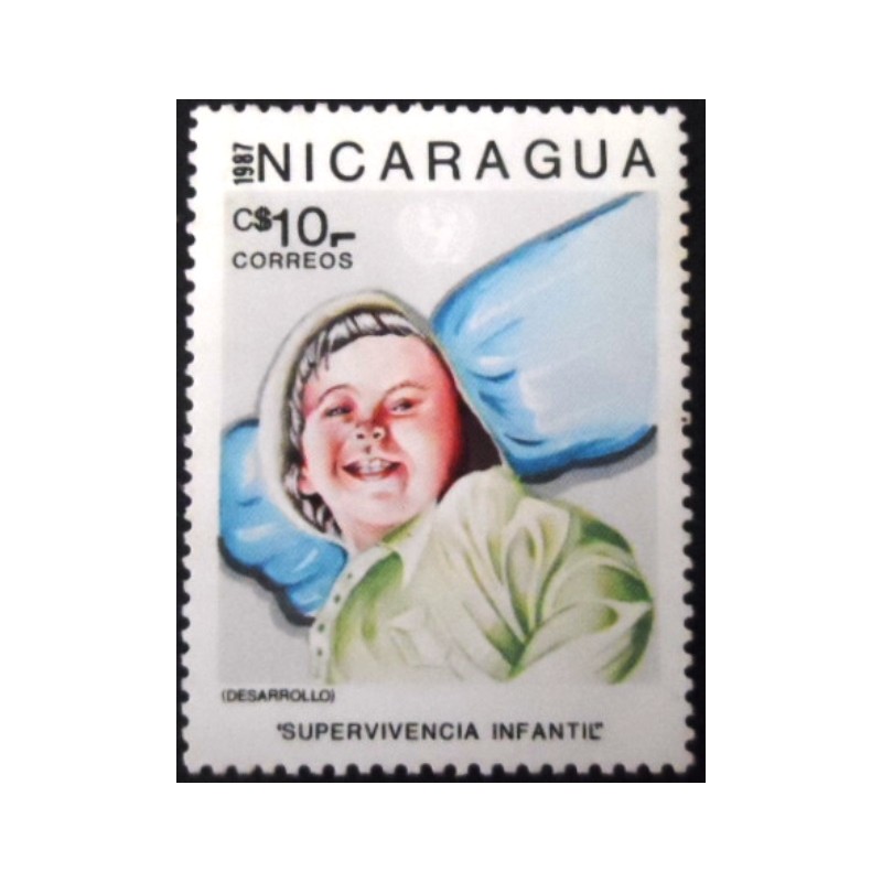 Selo postal da Nicarágua de 1987 Desarrollo